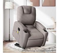 WHOPBXGAD Electric Lift Recliner Chair with Massage, Power Adjustable Headrest & Footrest, 6-Point Vibration, Soft Taupe Fabric, for Elderly and Living Room, Max Load 110kg