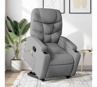 WHOPBXGAD Electric Lift Recliner Chair with Massage, Power Standing Assist and Manual Recline, Comfortable Fabric Lounge Chair for Elderly and Living Room, Light Grey