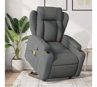 WHOPBXGAD Electric Lift Recliner Chair with Massage, Power Standing Assist and Manual Tilt, 6-Point Vibration, USB Powered, Grey Fabric, for Elderly and Living Room, Max Load 110kg