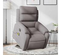 WHOPBXGAD Electric Lift Recliner Chair with Massage, Power Standing Assist and Vibration, 135 Degree Tilt, Taupe Fabric Reclining Chair for Elderly and Living Room, Max Load 110kg