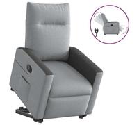 WHOPBXGAD Electric Lift Recliner Chair with Power Adjustable Headrest and Footrest, Soft Grey Fabric for Elderly and Living Room, Massage Recliner with Side Pocket, Max Load 110kg, Easy Assembly