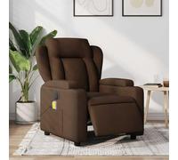 WHOPBXGAD Electric Massage Recliner Chair, Brown Fabric Reclining Chair with Vibration & USB Power, 6-Point Massage, 135° Adjustable, for Living Room and Bedroom Relaxation, Max Load 110kg