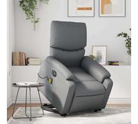 WHOPBXGAD Electric Massage Recliner Chair with Lift and Tilt, 6-Point Vibration, USB Power, Grey Faux Leather, for Elderly and Home Relaxation, Max Load 110kg