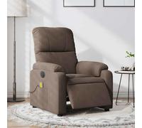 WHOPBXGAD Electric Massage Recliner Chair with Vibration, Brown Microfiber Fabric, 6-Point Massage & USB Power, 135° Adjustable, Home Office Comfort, Max Load 110kg