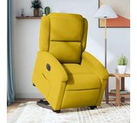 WHOPBXGAD Electric Power Lift Recliner Chair for Elderly, Yellow Velour Fabric, Remote Control, 135 Degree Tilt, Lift Assist for Seniors with Massage, Comfortable Home Living Room Reclining Chair