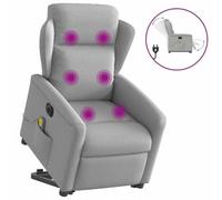 WHOPBXGAD Electric Power Lift Recliner Chair with Massage, 6-Point Vibration, USB Powered, 135° Tilt, Side Pocket, for Elderly and Home Relaxation, Cloud Grey Fabric, Supports 110kg