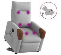 WHOPBXGAD Electric Power Lift Recliner Chair with Massage for Elderly, 6-Point Vibration, Remote Control, Adjustable Footrest and Backrest, Soft Cloud Grey Fabric, Comfortable Home Living Room Seat