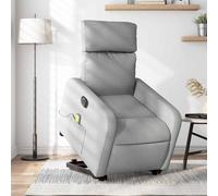 WHOPBXGAD Electric Power Lift Recliner Chair with Massage for Elderly, Adjustable Lazy Boy Reclining Grey Fabric Lift Chair for Living Room, Home Theater, 6-Point Vibration, Remote Control, 135° Tilt
