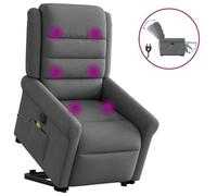 WHOPBXGAD Electric Power Lift Recliner Chair with Massage, Grey Fabric Reclining Chair for Elderly, Heated Vibrating Massage, USB Powered, 135 Degree Tilt, Side Pocket, Max Load 110kg