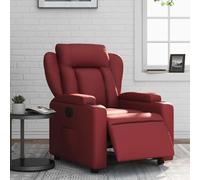 WHOPBXGAD Electric Recliner Chair, Power Lift Recliner with Massage and Heat, PU Leather Home Theater Living Room Chair, Adjustable Footrest, Side Pocket, Cup Holder, Bordeaux Red, Supports 110kg