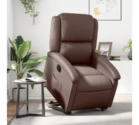 WHOPBXGAD Electric Recliner Chair with Lift and Massage, Power Lift Recliner for Elderly, Adjustable Brown PU Leather Reclining Chair with Heat, Side Pocket, Remote Control, Max Load 110kg