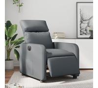 WHOPBXGAD Electric Recliner Chair with Power Lift and Massage, Adjustable Grey PU Leather Living Room Reclining Sofa for Elderly, Home Theater, Bedroom, Max Load 110kg