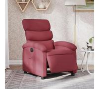 WHOPBXGAD Electric Recliner Chair with Power Lift and Massage, Adjustable Heated Footrest, Modern Fabric Lounge Chair for Living Room Bedroom, Bordeaux Red, Supports 110kg