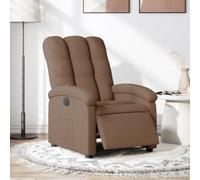 WHOPBXGAD Electric Recliner Chair with Power Lift and Massage, Brown Fabric Reclining Armchair for Living Room, Heated Ergonomic Sofa with Remote Control, 135° Tilt, Side Pocket, Supports 110kg