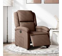 WHOPBXGAD Electric Recliner Chair with Power Lift and Massage, Brown Fabric Reclining Sofa for Living Room, Adjustable Headrest and Lumbar Support, Comfortable Home Theater Seat, Max Load 110kg