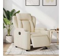 WHOPBXGAD Electric Recliner Chair with Power Lift, Cream Fabric, Adjustable Headrest & Lumbar Support, Massage & Heating for Living Room, Bedroom, Home Theater, Max Load 110kg, Easy Assembly