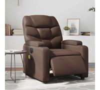 WHOPBXGAD Electric Recliner Massage Chair, Brown PU Leather Adjustable Zero Gravity Lounge Chair with Vibration Massage, USB Power, Cup Holders, for Living Room and Bedroom Relaxation