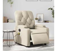 WHOPBXGAD Electric Recliner Massage Chair Cream Faux Leather, Adjustable Footrest & Backrest with 6-Point Vibration, USB Powered Remote Control, for Living Room Home Office Relaxation, Max Load 110kg