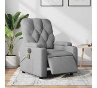 WHOPBXGAD Electric Recliner Massage Chair with 6 Vibration Points, USB Powered, 135° Adjustable, Grey Fabric for Living Room and Bedroom, Comfortable Home Office Seat with Cup Holders, Supports 110kg