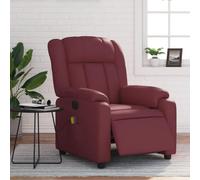 WHOPBXGAD Electric Recliner Massage Chair with Vibration, 6-Point Massage & USB Power, Adjustable Footrest, Bordeaux Red PU Leather, for Living Room and Bedroom Relaxation, Max Load 110kg