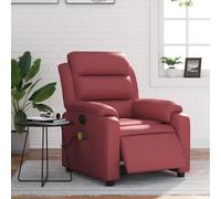 WHOPBXGAD Electric Recliner Massage Chair with Vibration, 6-Point Massage & USB Power, Adjustable Footrest, Bordeaux Red PU Leather for Living Room Bedroom Home Office Relaxation, Supports 110kg