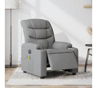WHOPBXGAD Electric Recliner Massage Chair with Vibration, 6-Point Massage & USB Power, Adjustable Footrest, Light Grey Fabric for Living Room and Bedroom, Max Load 110kg