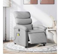 WHOPBXGAD Electric Recliner Massage Chair with Vibration, 6-Point Massage & USB Power, Adjustable Footrest, Light Grey Fabric for Living Room and Bedroom, Max Load 110kg