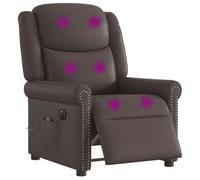 WHOPBXGAD Electric Recliner Massage Chair with Vibration, Adjustable Footrest and Backrest, Brown PU Leather Living Room Sofa for Home Office Relaxation and Comfort, Supports Up to 110kg