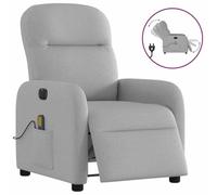 WHOPBXGAD Electric Recliner Massage Chair with Vibration, Adjustable Footrest and Backrest, Comfortable Cloud Grey Fabric Lounge Chair for Living Room and Bedroom, Max Load 110kg