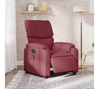 WHOPBXGAD Electric Recliner Massage Chair with Vibration, Adjustable Footrest and Backrest, Comfortable Fabric Lounge Chair for Living Room Bedroom, Bordeaux Red, Supports 110kg