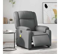 WHOPBXGAD Electric Recliner Massage Chair with Vibration, Adjustable Footrest, Gray Faux Leather for Living Room and Bedroom, Comfortable Home Office Seat with USB Power, Supports 110 kg