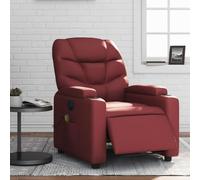 WHOPBXGAD Electric Recliner Massage Chair with Vibration, Adjustable Footrest, USB Powered, Bordeaux Red Faux Leather for Living Room and Bedroom, Comfortable Home Theater Seating, Max Load 110kg
