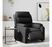 WHOPBXGAD Electric Recliner Massage Chair with Vibration, Black Faux Leather Adjustable Lounge Chair for Living Room Bedroom, 6 Point Massage, USB Powered, 135 Degree Tilt, Max Load 110kg