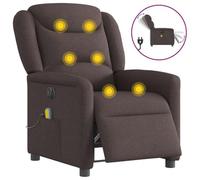 WHOPBXGAD Electric Recliner Massage Chair with Vibration, Dark Brown Fabric, Adjustable Footrest, 6 Point Massage, USB Powered, for Living Room and Bedroom Relaxation, Max Load 110kg