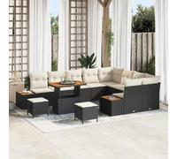 WHOPBXGAD Ensemble Canapé Jardin 12 Pièces Noir Polyrotin Résistant aux UV, Salon d'Extérieur Moderne Confortable pour Terrasse et Balcon, Meuble Salon de Jardin Complet avec Coussins