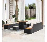 WHOPBXGAD Ensemble Canapé Jardin 8 Places avec Coussins Noir Crème, Salon de Jardin Complet Confortable et Élégant pour Terrasse, Balcon, Extérieur