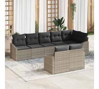 WHOPBXGAD Ensemble Canapé Jardin 8 Places Gris Clair en Polyrotin Résistant aux Intempéries, Salon de Jardin Moderne avec Coussins pour Terrasse et Balcon, Set Complet avec Sac de Rangement Étanche
