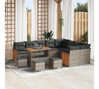 WHOPBXGAD Ensemble Canapé Jardin Modulaire 14 Pièces Gris Polyrotin avec Coussins, Salon Exterieur Confortable pour Terrasse et Barbecue, Durable et Facile à Entretenir