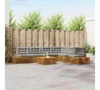 WHOPBXGAD Ensemble de Salon de Jardin 20 Pièces en Bois d'Acacia Massif Gris, Canapé d'Extérieur Modulaire avec Table et Coussins pour Terrasse, Balcon, Jardin