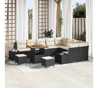 WHOPBXGAD Ensemble Salon de Jardin Modulaire 12 Pièces Noir en Polyrotin avec Table et Rangement, Canapé d'angle Confortable pour Terrasse et Jardin Extérieur, Résistant aux Intempéries