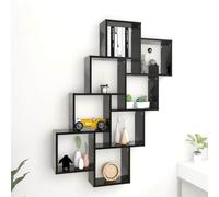 WHOPBXGAD Étagère Murale Cube Moderne en Bois d'Ingénierie Noir 90x15x119 cm, de Salon et Bureau, Rangement Livres Déco, Support Étagère Mural Stable pour Maximiser l'espace