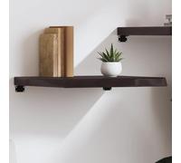 WHOPBXGAD Étagère Murale en Chêne Massif Traité Marron Foncé, Bord Vif Rustique, Étagère de Rangement Murale pour Salon Salle de Bain Bureau, Support Mural Décoratif, 60x50 cm, Charge Max 24 kg