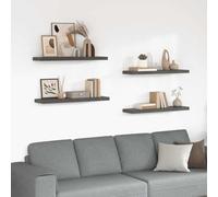 WHOPBXGAD Étagère Murale Flottante 4 Pièces Gris Brillant 90 cm MDF, Système de Montage Invisible pour Salon Chambre, Support Décoratif Livres et Objets de Collection, Charge Max 10 kg par Étagère