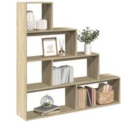 WHOPBXGAD Étagère séparatrice 4 Niveaux chêne Sonoma Rangement Multifonction Salon Bureau étagère bibliothèque Meuble déco séparateur pièce Design Moderne
