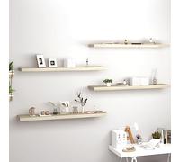 WHOPBXGAD Étagères murales flottantes Invisibles 4 pièces, chêne 120 cm, MDF et métal, système de Montage caché, supporte 10 kg, pour Salon Bureau, Rangement Livres et décorations