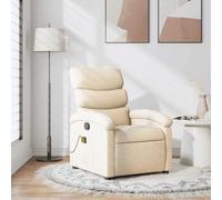 WHOPBXGAD Fauteuil de Massage Inclinable avec 6 Points de Vibration, Siège Tissu Crème Confortable pour Salon et Bureau, Fonction Inclinaison Manuelle 135°, Charge Max 110kg