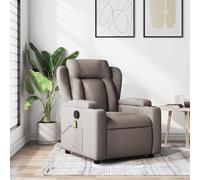 WHOPBXGAD Fauteuil de Massage Inclinable Tissu Taupe avec 6 Points de Vibration, Fauteuil Relax inclinable a 135°, Siège Confortable avec Porte-Gobelets pour Salon et Bureau, Capacite 110kg