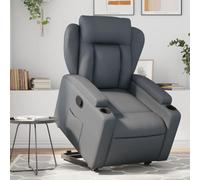 WHOPBXGAD Fauteuil Inclinable Electrique avec Levage Automatique, Fauteuil Relax pour Personnes Agees et Convalescence, Gris Similicuir, Inclinaison 135°, Charge Max 110 kg, Confortable et Stable