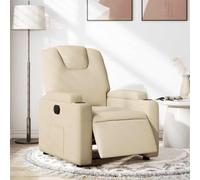 WHOPBXGAD Fauteuil inclinable électrique avec Moteur, siège Large et Dossier réglable, canapé Relax en Tissu crème pour Salon et Chambre, Inclinaison jusqu'à 135°, Charge Max 110 kg
