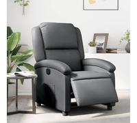 WHOPBXGAD Fauteuil inclinable électrique Gris Similicuir avec Moteur, Position Allongée 135°, Confort Maximal pour Salon et Bureau, Charge 110kg, Siège Relax Massant